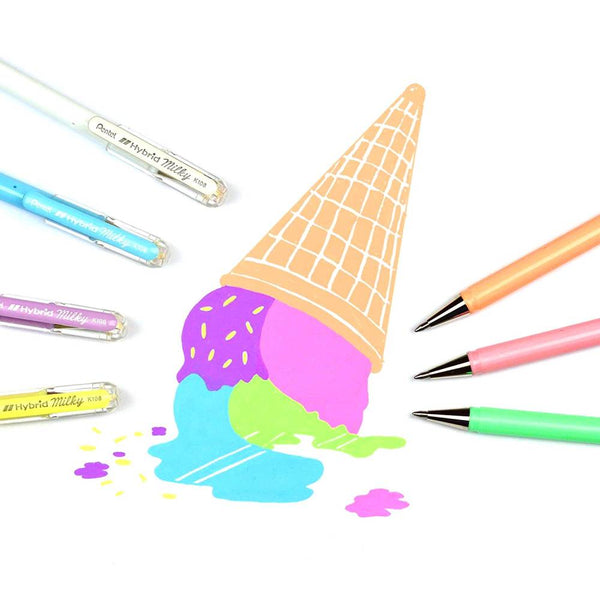 Bolígrafos Pastel Roller Gel Hybrid Milky K108P Pentel