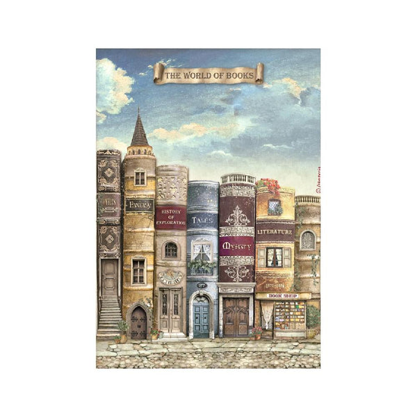 Papel de Arroz A4  The World of Book Library Vintage Stamperia