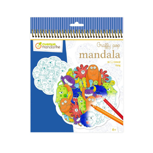 Cuaderno Colorear Graffy Mandala Monstruos Revoltijos Avenue Mandarine