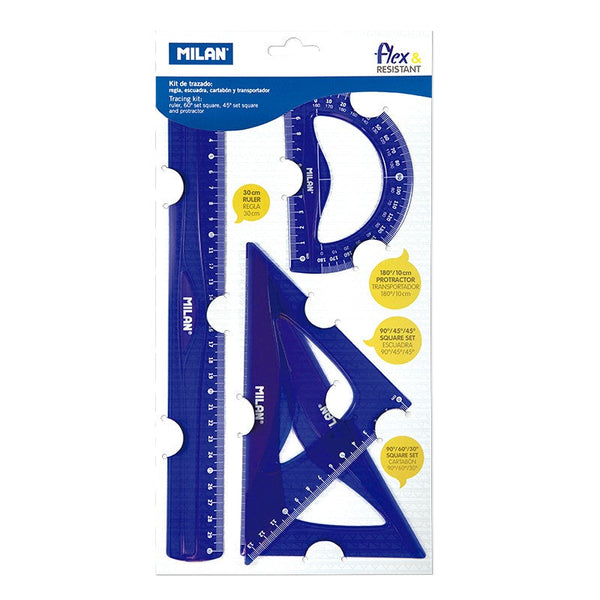 Kit Reglas Flex & Resistant Azul MILAN