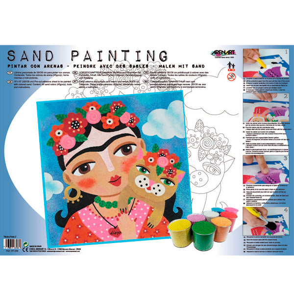 Kit Pintar con Arenas de Colores 'Frida Kahlo 2' 38x46cm ARENART - milbby tienda de manualidades bellas artes y scrap