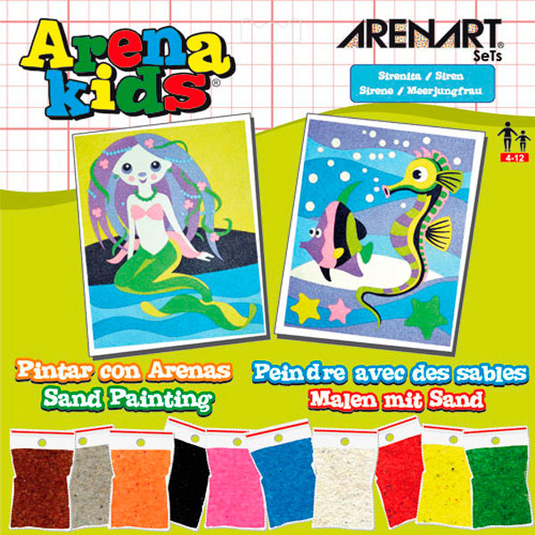 Kit Pintar con Arenas de Colores 'Sirenita' 20x25cm ARENART - milbby tienda de manualidades bellas artes y scrap