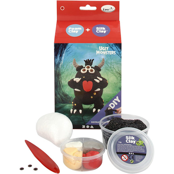 Kit de Moldear para Niños Monstruo Negro pasta Silk Clay + Foam Clay (1)