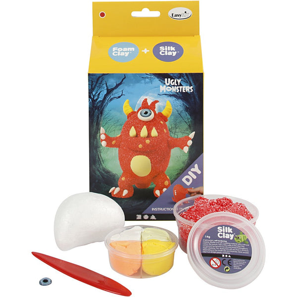 Kit de Moldear para Niños Monstruo Rojo Pasta Silk Clay + Foam Clay - milbby tienda de manualidades bellas artes y scrap