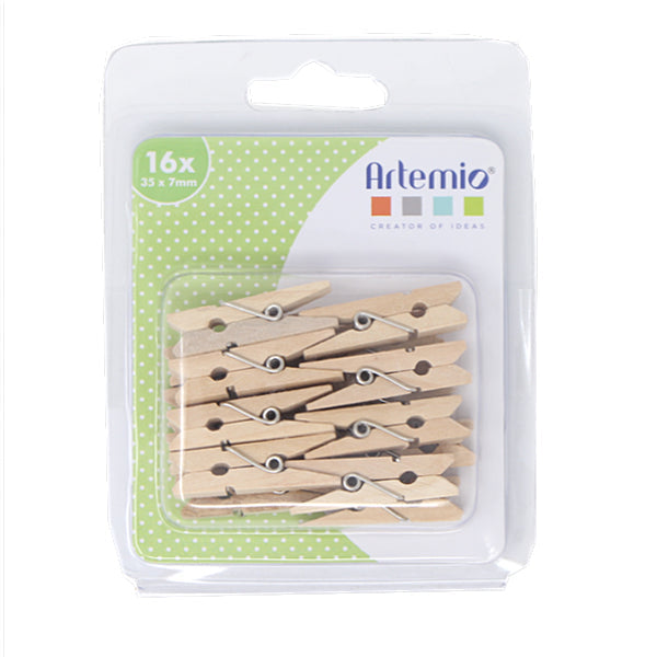Pinzas Pequeñas de Madera Artemio 16uds