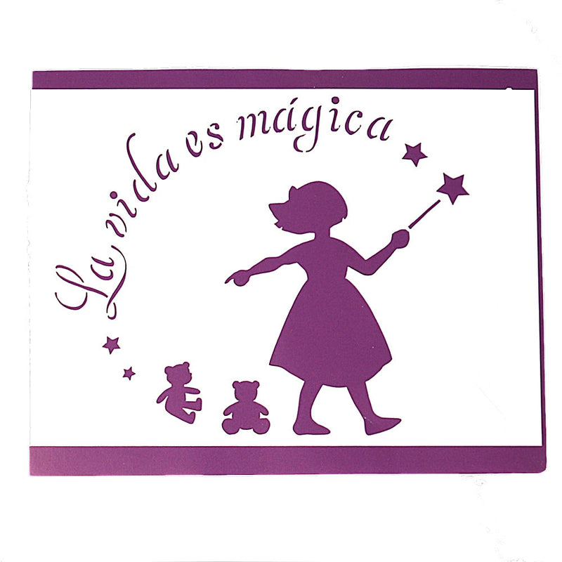 Plantilla Stencil texto La vida es mágica A6 Dayka