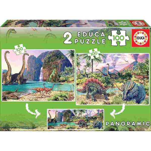 Pack 2 Puzzles Dino World 100 Piezas Educa