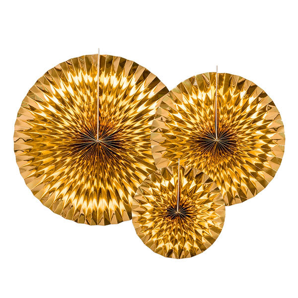 Set 3 Rosetas Decorativas Oro PartyDeco - milbby tienda de manualidades bellas artes y scrap