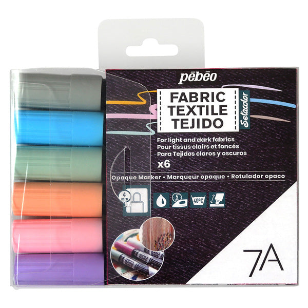 Set 6 Rotuladores Pastel Punta Redonda Tela 7A Pebeo