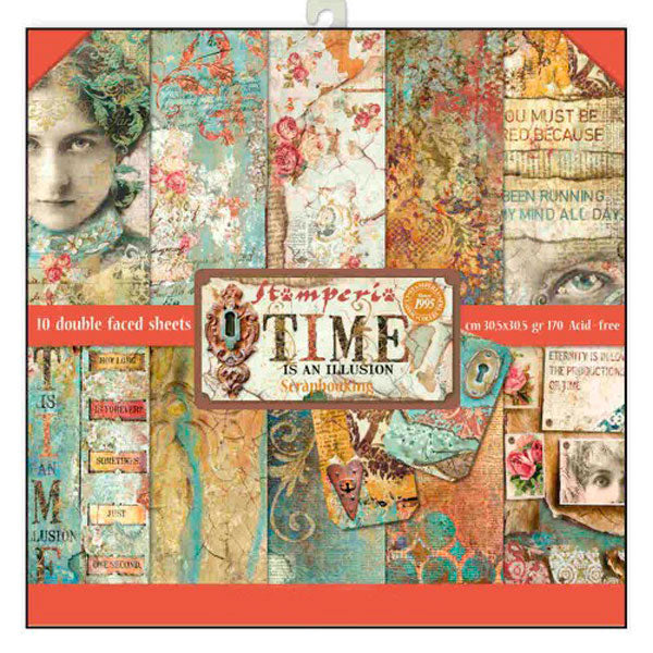Set Papeles Scrap Time Is An Illusion 30,5x30,5cm Stamperia